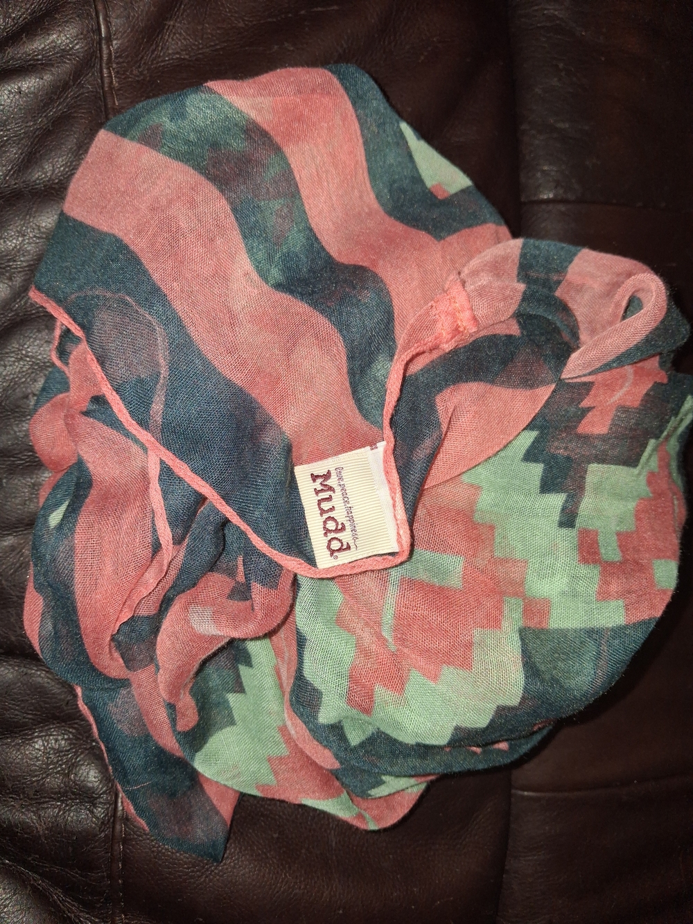 Mudd Coral, Teal & Mint Printed Accent Scarf